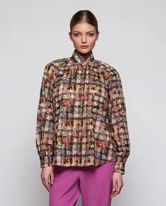 Женская хлопковая рубашка с цветочным узором Mirto, мультиколор