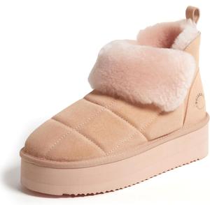 Женские тапочки-ботинки Dearfoams Bayswater с утеплителем из овчины, удобные для дома и улицы, платформенные, на щиколотку, Peach Dust