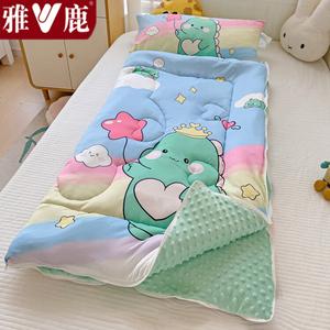 Yalu Детский спальный мешок 75х155 см, 3D-велюр, цвет радужный динозавр