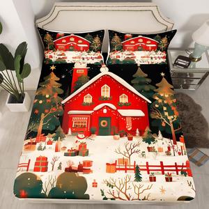 Erosebridal Детский комплект постельного белья с новогодним принтом снеговика, Rasberry Red