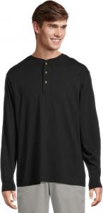 Мужская футболка Carefree Unshrinkable, традиционный крой, длинный рукав, хенли L.L.Bean, Black