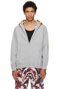 Толстовка на молнии с изображением тигра Bape, серый