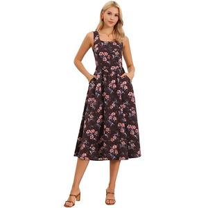 Безрукавное платье-миди с цветочным принтом и карманами для женщин Inspire Chic