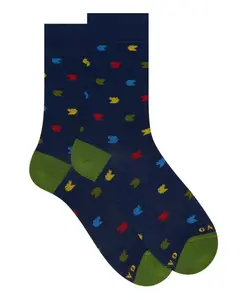 Короткие синие хлопковые носки для мужчин с красочным изображением маленького петушка. Gallo, мультиколор