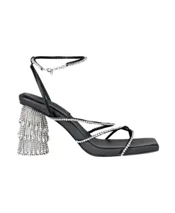 Сандалии с кристальными ремешками и каблуками Stine Goya, черный