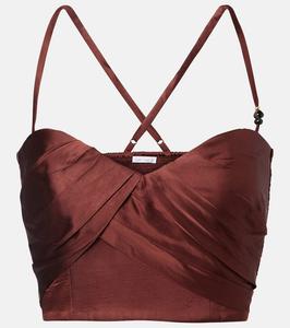 Палмир сатиновый кроп-топ Poupette St Barth, Brown 26 Plain