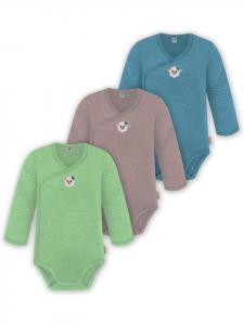 Normani Outdoor Sports Набор из 3 детских боди с длинными рукавами из мериносовой шерсти, синего, розового и зеленого цветов