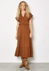 Многоярусное утилитарное платье-рубашка средней длины Apricot, Rust