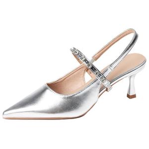 Туфли на тонком каблуке 5 см, женские, серебристые Varib, Silver