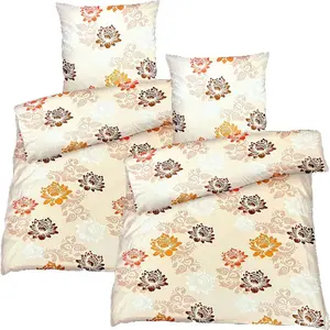 Постельное белье из хлопкового сатина с цветочным принтом белый оранжевый 135x200 80x80см: 4 шт. aboutyourhome-shop