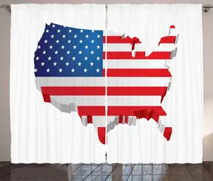 Штора ABAKUHAUS, США, в деревенском стиле, тема Старая слава, патриотическая, 3D, для спальни, присборенная, с петлями и крючками, 280 x 175 см, цвет Яркая ночь Abakuhaus