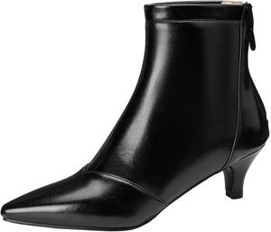 Стильные женские ботильоны с заостренным носком и задней молнией - идеально для элегантного зимнего образа XIEPP, Black