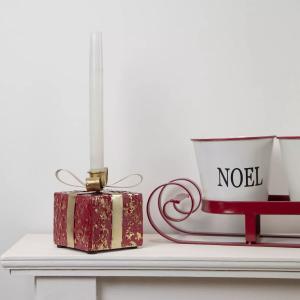 Рождественский конический подсвечник в красной металлической подарочной коробке 4,5 дюйма