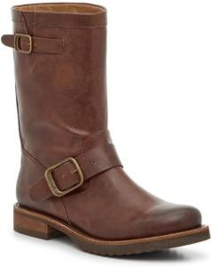 Женские ковбойские сапоги до середины икры с круглым носком, массивным невысоким каблуком, на молнии или без застежки, удобные модные сапожки с пряжкой, стиль вестерн, для всадников OMLISHZTY, Dark Brown