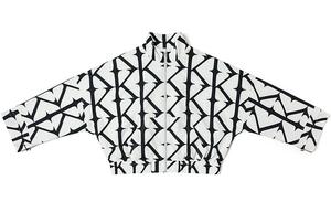 Укороченное пальто женское корейское белый с принтом -012P Kappa