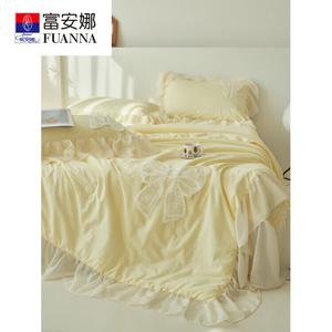 Fuanna Одеяло летнее односпальное 200х230 см, тонкое, стиль French Princess, цвет Ranmanmanwu Cream Yellow
