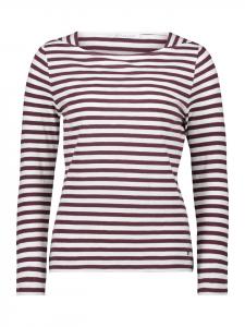 Полосатая рубашка с вырезом-лодочкой в кремово-темно-красном цвете BETTY & CO