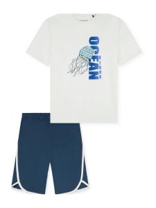 Пижама SCHIESSER, темно-синий/светло-синий/темно-синий/белый