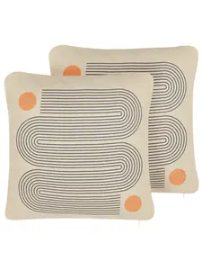 Декоративная подушка Beliani 2er Set Deko CALIBRACHOA, цвет beige/orange/grau