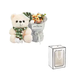 Винтажный шарф с милым дизайном медвежонка и куклы плюшевая кукла высота 22см DUOAI, белый/зеленый