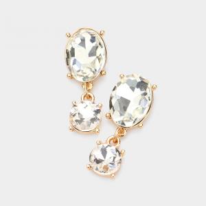 Вечерние серьги с подвесками из овальных круглых камней Fashnzfab, золотой