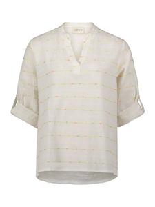 Повседневная блузка с люрексом в белом/оранжевом цвете CARTOON