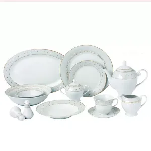 Набор столовых приборов Carlotta-Mix and Match с золотой отделкой, 57 предметов, сервиз на 8 персон Lorren Home Trends, gold