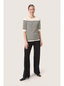 Вязаный свитер SLSpina, прямого кроя, белого цвета с черной полоской Soaked in Luxury