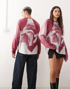 Футболка унисекс с графическим принтом COLLUSION бордового цвета