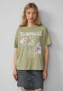 Футболка QS MIT FRONTPRINT, Olivgrün/Green