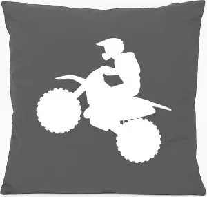 Подушка для дивана Huuraa, силуэт мотокросса, подарочная, 40x40 см, с наполнителем из серо-стального хлопка, сувенир для мотокросса Hellweg Druckerei