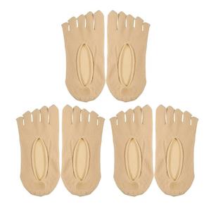 3 пары носков с пятью пальцами, дышащие мягкие модные женские носки без показа Unique Bargains, бежевый