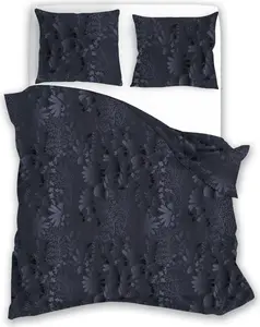 Постельное белье, сатиновое постельное белье, высокое качество 200x220 Milagro Verde 016 Темно-серый, листья FARO