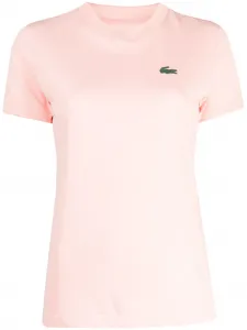 Хлопковая футболка с нашивкой-логотипом Lacoste, розовый