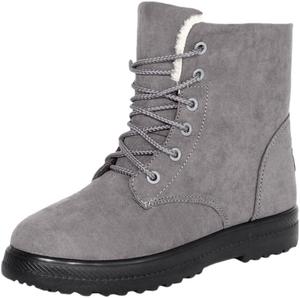 Женские короткие ботинки на шнуровке с высоким голенищем, теплые хлопковые ботинки, подходят для осенне-зимних образов или для использования на улице. HoaloX, Grey