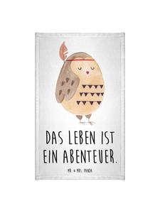 Mr. & Mrs. Panda Белое полотенце с изображением совы, перьев и надписью