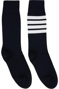 Легкие хлопковые носки 4-полосные до середины икры Thom Browne, синий