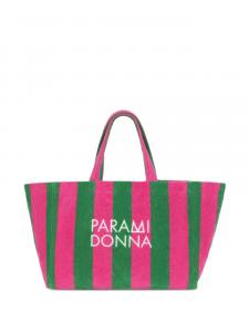 Большая полосатая сумка-тоут PARAMIDONNA, розовый