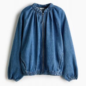 Джинсовая куртка-бомбер H&M Gathered, синий