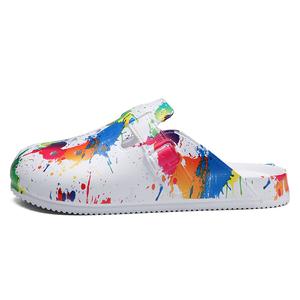 NANJIREN Мужские белые тапочки EVA с закрытым носком, антискользящие, антибактериальные и бесшумные, цвет White