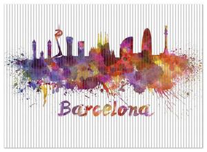 Коврик для душа Wallario, нескользящий коврик, коврик для ванной комнаты, коврик в виде городов, акварель - горизонт Барселоны, размер примерно 90 х 65 см, белый