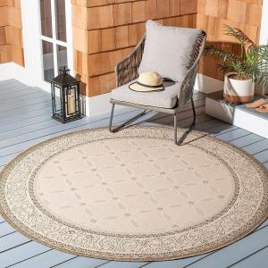 Ковер SAFAVIEH, 161 x 161 см, Washable Rug Outdoor Courtyard Collection - Natural & Brown, не линяет и легко чистится, идеален для патио, заднего двора, прихожей (CY1502-3001)