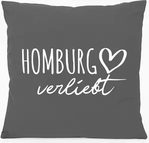 Подушка для дивана Huuraa Homburg in Love Gift 40x40 см с наполнителем из хлопка стального серого цвета Homburg Sovenir Hellweg Druckerei