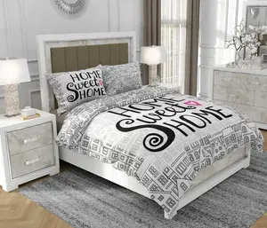 Постельное белье 200x220 см + 2x70x80 см, 3-х предметное, 100% хлопок, сатин, молния, серое - | So.9042 SOVIO