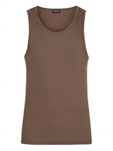 Майка из хлопкового трикотажа в рубчик Zegna, коричневый