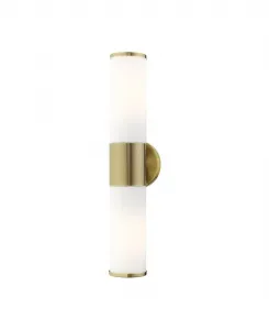 Настенный светильник Lindale с двумя плафонами для ванной комнаты Livex, золотистый тон