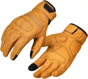 Мотоциклетные перчатки для мужчин и женщин, в стиле ретро, ​​перфорированные, кожаные, с полными пальцами, байкерские перчатки, Gelb