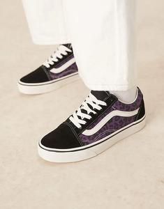 Кроссовки Vans Old Skool с леопардовым принтом черного и фиолетового цветов