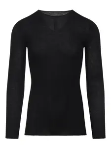 Ребристый шерстяной свитер Rick Owens, черный