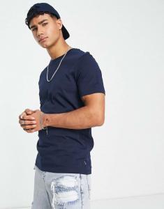 Хлопковая футболка с круглым вырезом Jack & Jones Essentials темно-синего цвета - NAVY